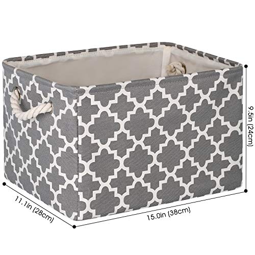 Wiselife Storage Basket [3-Pack] Large Collapsible Storage Bins Boxes Cubes For Clothes Toys Books, Perfect Storage Organizer W/Handles (Grey,15" X 11" X 9.5") #TOP1
