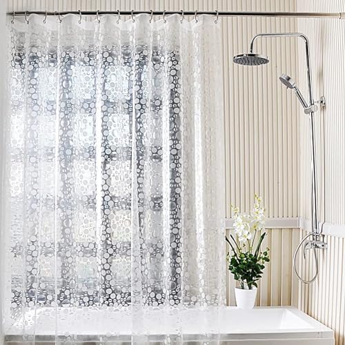 La Mejor Lista de Cortinas, ganchos y revestimientos de ducha más recomendados. 50 Cortina de Baño, Cortina de Ducha con Ganchos, Moderna Cortina Decorativa Impermeable, Cortina de Ducha Translúcida de Patrón Redondo, para Hogar, Dormitorio, Hotel, Moteles y...