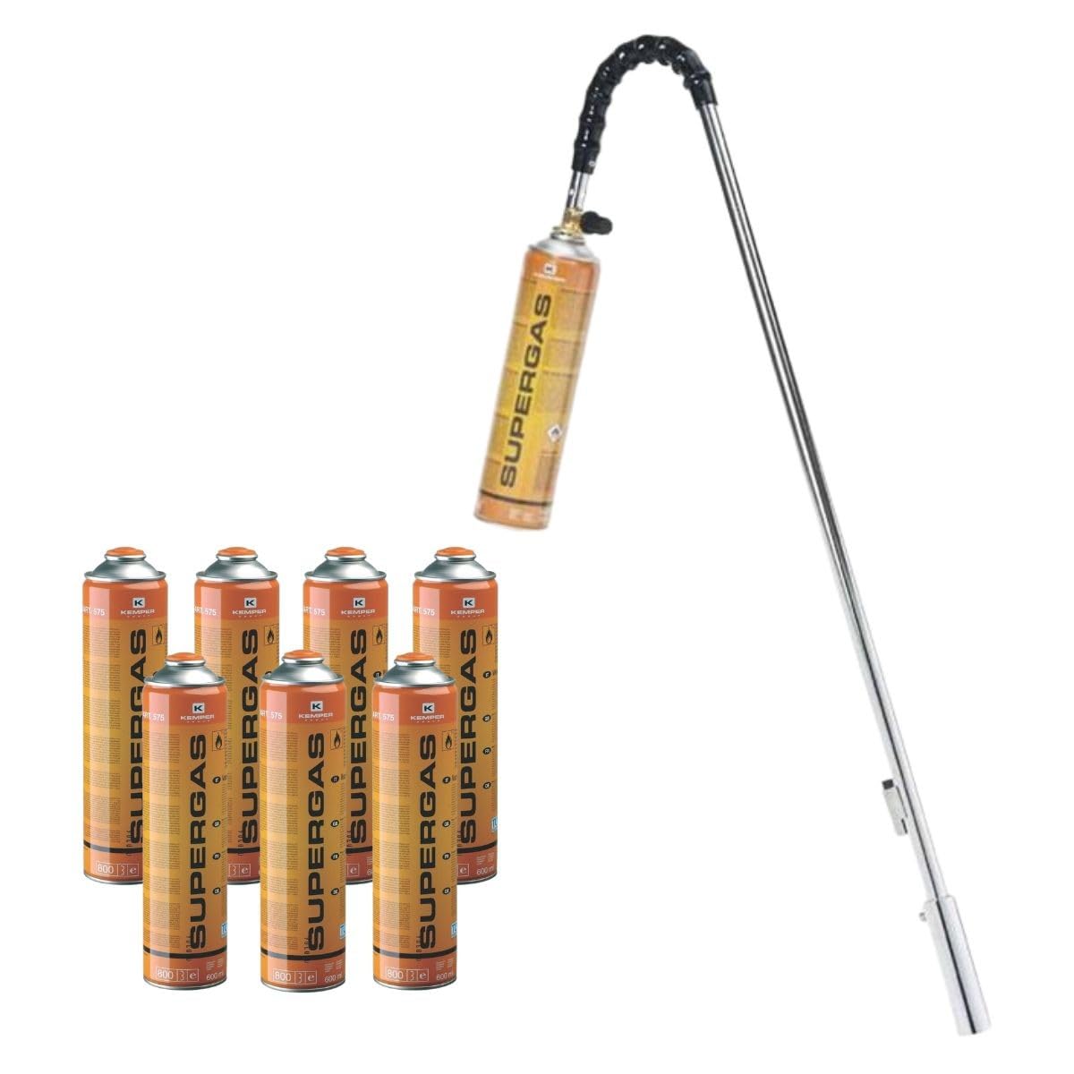 KEMPER - Palnik do chwastów termicznych + 8 wkładów gazowych 330 g uniwersalna palnik gazowy chwastów, zapalniczka do grilla i patelnia