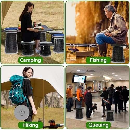 Image of 2026 Upgraded XXL Collapsible Stool with Thick Cushion,19.7 inchH-11.8 inchD Telescoping Folding Stool for Adults, More Sturdy Camping Stools with Load Capacity 1000lbs for Outdoor,Garden,Fishing,Hiking