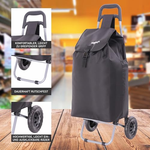 Hoppa 57L Stabiler Einkaufstrolley klappbar Shoppingtrolley multifunktional Einkaufsroller...