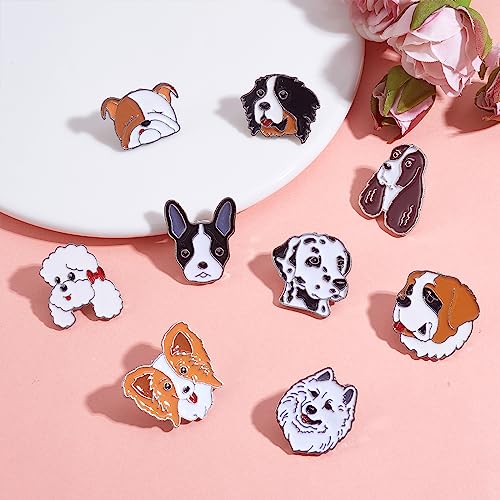 Image of Ornaland 9 Pieces Dog Brooch Pins Cute Animal Brooch Cartoon Samoyed Dog Lapel Pins with Brass Clutches Alloy Enamel Brooches Badges Jewelry for Backpacks Clothes Jackets Hats