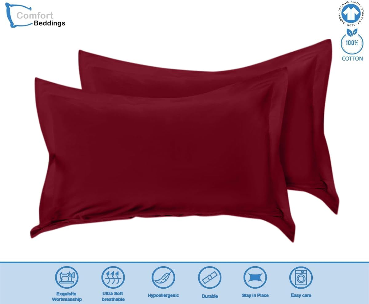 Comfort Beddings Heavy Quality 600 Thread Count 100% Egyptian Cotton Oxford Pillow Cases Pack Of 2 - Image 2