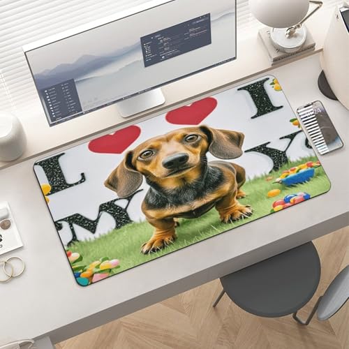 Tapete para escritorio grande I Love My Dog Dachshunds miniatura 6
