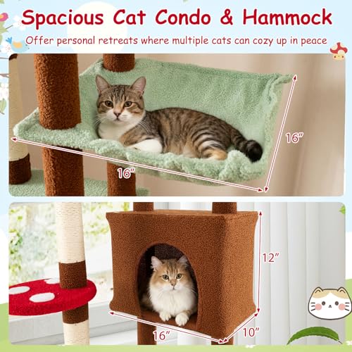 Árbol para gatos ajustable de hasta 265 cm, diseño seta miniatura 5