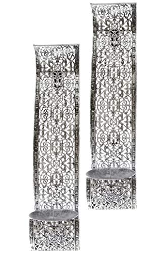 Porte-Bougies Mural Porte-Bougies Oriental Porte-Bougies Or Antique Porte-Bougies en métal (2, Argent) Cover