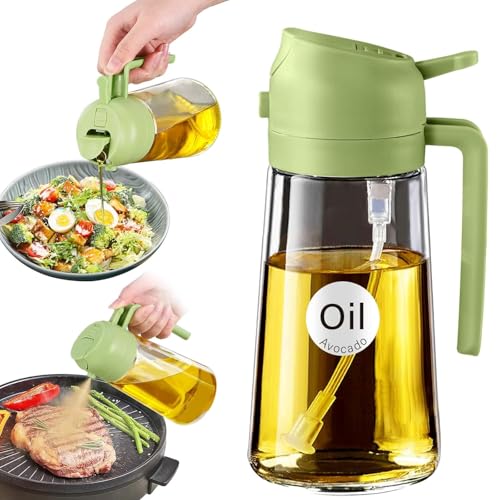 Image of Oil Dispenser 500 ml Bottle Set of 1 And Funnel Transparent, Pack of 1, Glass (Green)