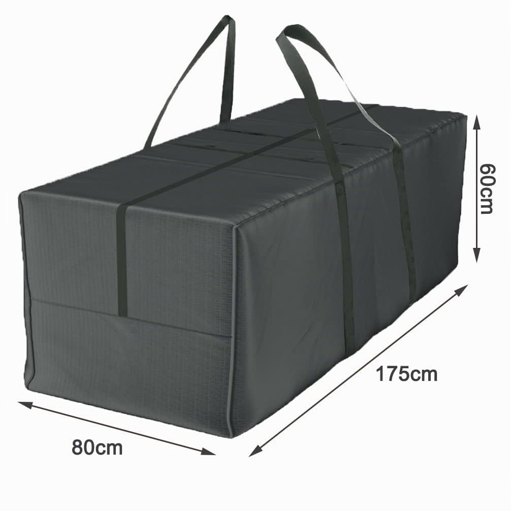 Aufbewahrungstasche Deluxe XXL (175x80x60 cm) und Schutzhülle für Auflagen - Gartenauflagen Aufbewahrungstasche aus 600D Oxford, Reißverschluss ist geschützt durch Kletband Selbstklebeband