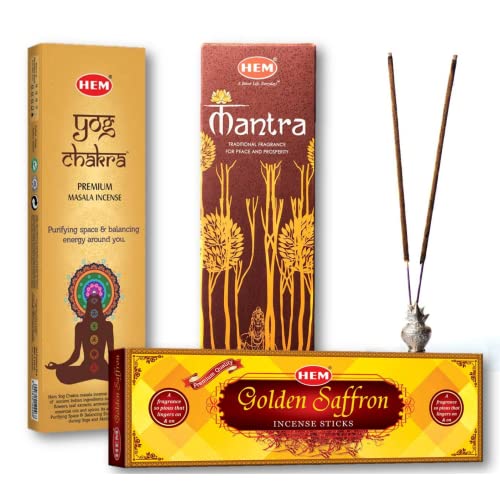 HEM Premium Masala Incense Sticks|Mantra Masala, YOG Chakra, Golden Saffron|Agarbatti for Home Freshness, & Prayer|Pooja Item for Home|Burning Time - 35-40 Minutes|Combo Pack of 3-120 Sticks Each (B09K4CMX35) Amazon Price History, Amazon Price Tracker