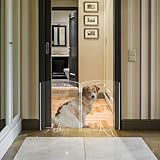 Clear Freestanding Dog Gate for Indoor Use,Pet Gates for Doorways no Drilling,Acrylic Foldable Dog Gate for Stairs with Support Feet (2 Panel - 40''W x 23''H)