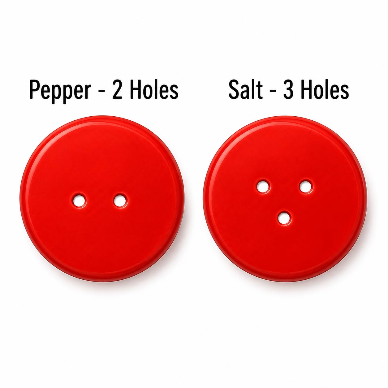 Dependable Industries - Juego de salero y pimentero de cerámica roja, capacidad de 2 onzas cada uno, impreso "Salt" y "Pepper", apto para lavavajillas