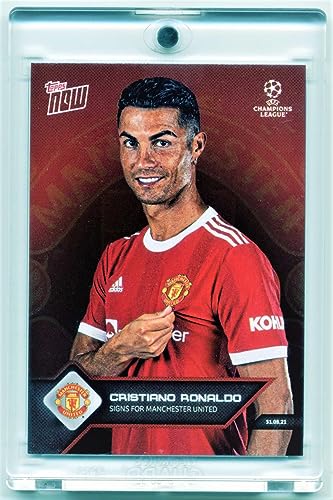 World Trading Cards-Cromos Futbol-Topps & Panini-Estuche Magnético-Funda Protectora-Tarjetas Cartas Coleccionables Únicas-Colección Edición Limitada (003_C.Ronaldo_Presentacion M.United)