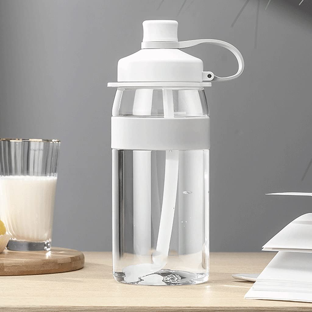 Leckfeste Trinkwasserflasche ohne BPA Mit Einer Strohhalm-Wasserflasche, die für Fitness und Außenbereich geeignet ist (Color : White)