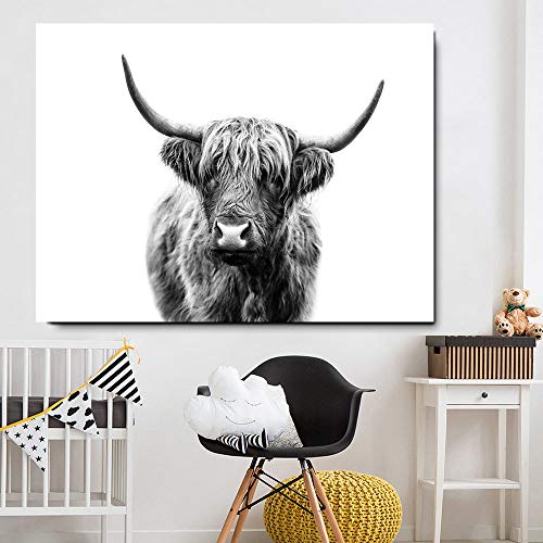 Toile vache de montagne pour salon moderne et chaleureux WTD