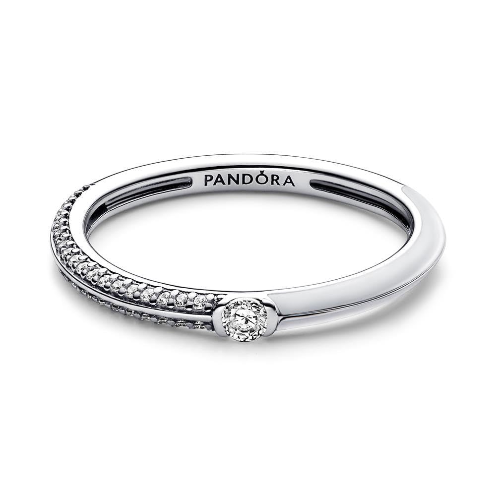 PANDORA ME - Anello con pavè e argento sterling bianco, con smalto bianco e pietre di zirconia cubica incolori
