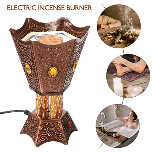 Sewacc Electric Incense Burner Oud Frankincense Resin Burner Plug-In Incense Holder Middle Eastern Style Censer Yoga Spa Burner Us Plug (Beads Random Color) #TOP6