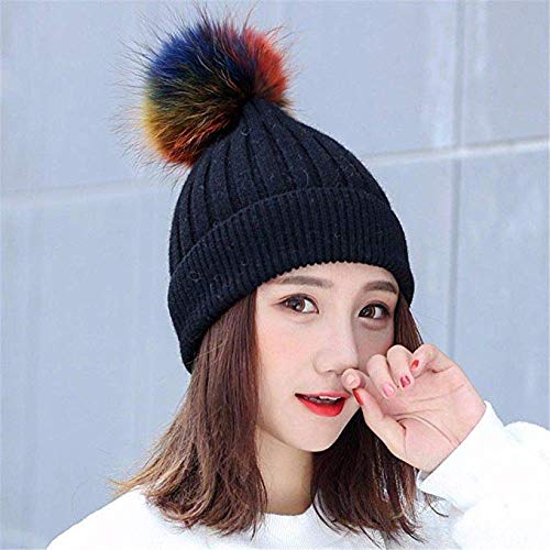 Bonnet femme noir hiver chaud accessoire mode automne tricot extensible