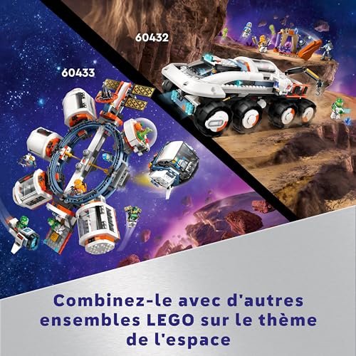 LEGO City La Station Spatiale et la Base de Lancement de Fusées, Jouet sur l'espace, Cadeau pour Enfants Dès 8 Ans, 6 Minifigurines, Jouet de Robot et 2 Figurines d'Extraterrestres 60434
