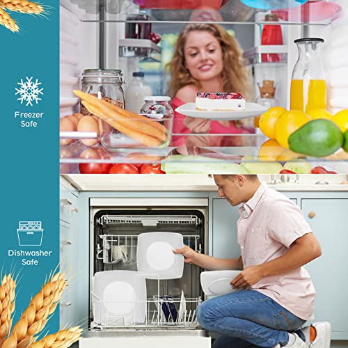 Teivio 32-Piece Wheat Straw Square Dinnerware Set For 8, Unbreakable Dinner Plates, Salad Plates, Snack Bowls, Tumblers 20 Oz, Dishwasher Safe, White #TOP3