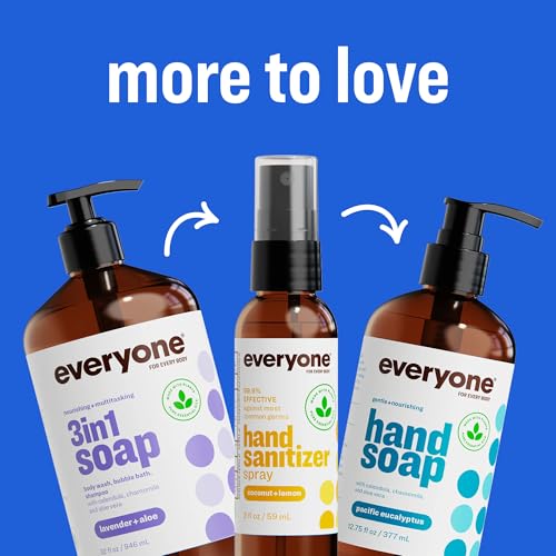 everyone for every body Everyone 3-in-1 Kids Soap, Body Wash, Bubble Bath, Shampoo, 32 Ounce (Pack of 2), Lavender Lullaby, made with Essential Oils for Toddlers, Tweens and Teens