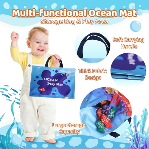 Montessori Toys for 1 Year Old, 27 Pcs Cloth Fishing Game for Toddlers Sorting Toy, Baby Toys for 1 Year Old Boy with Stacking Cups, Fishing Toys for Toddlers 1-3 First Birthday Gifts for Boy Girl - Thumbnail 3