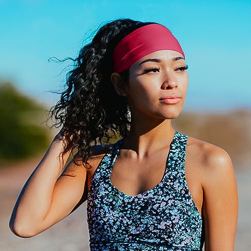 Image of Suddora Solid Color Wide Headband /Sweatband - Workout, Football, Soccer, Yoga (Red)