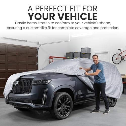 Image of Weatherproof Light Car Cover for Hummer H1 & SUV Vehicles - Size HU01 - All-Weather Protection, Scratch-Resistant - Full Exterior Outdoor Cover, Must-Have Automobile Accessories