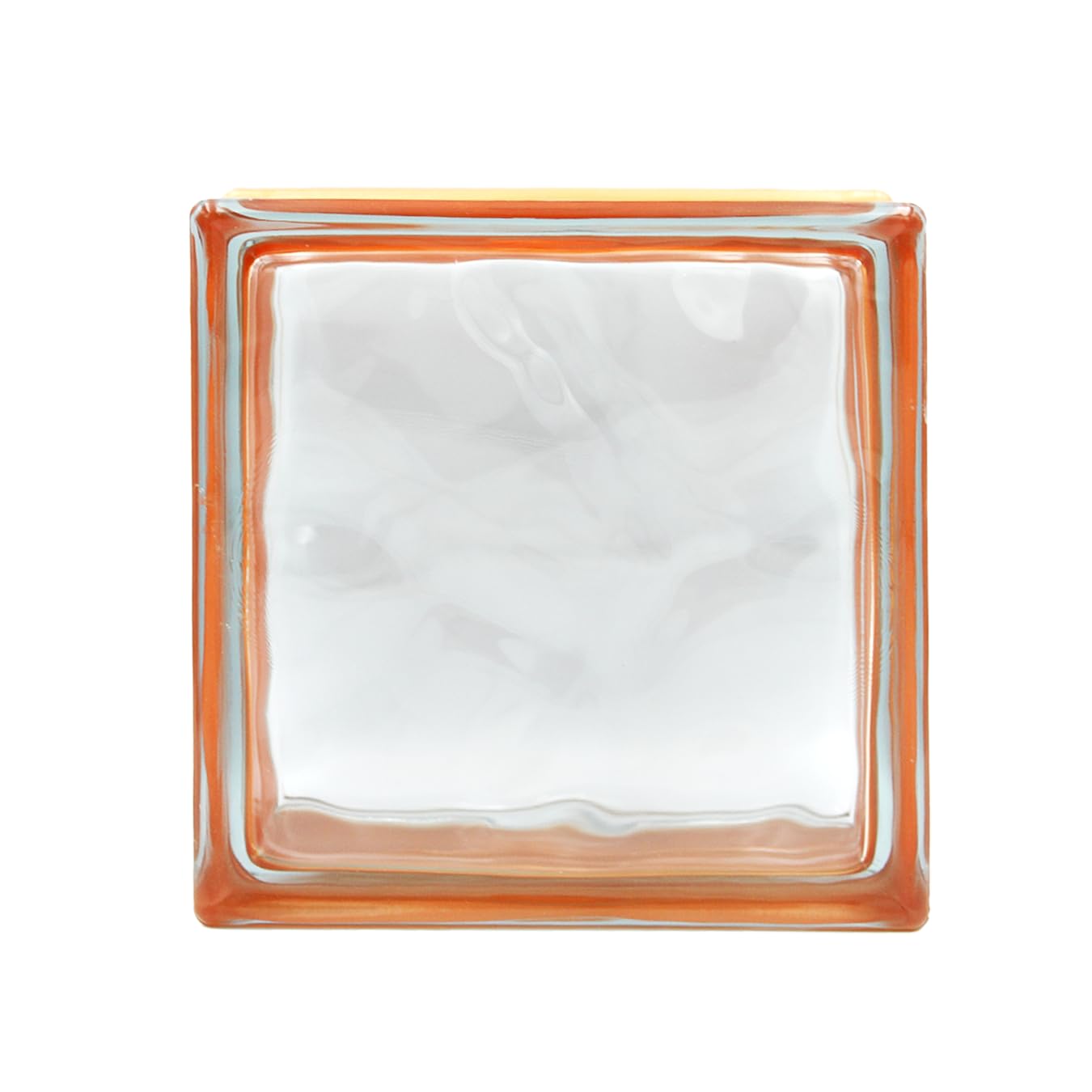 Bloque de vidrio Reflejos Ondulado color Naranja | cm 19x19x8 | Unidad de venta 1 caja de 6 pzas | Euro/pza. 5,50