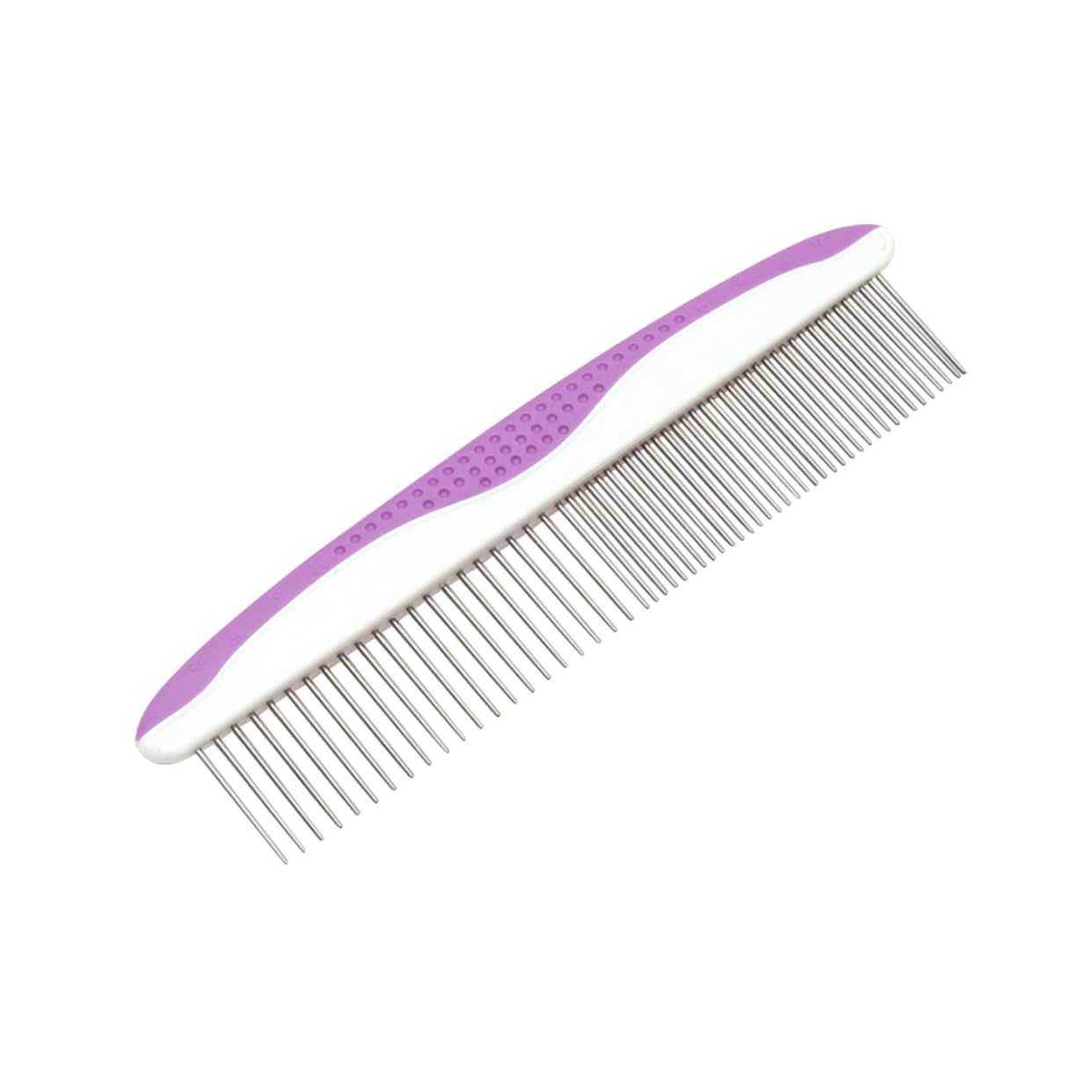 CORHAD Pet Grooming Comb Round Head Pet Comb with Non Slip Grip for All Breeds Gentle Skin Rustproof Design for Removing Tangles and Mats Purple