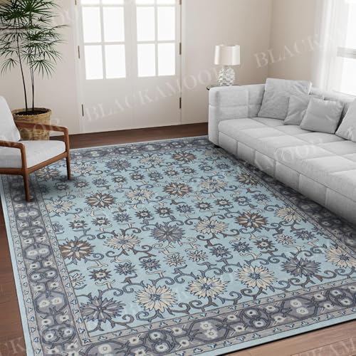 Tapis antidérapant Weavers Tabitha bleu clair pour salon - 3