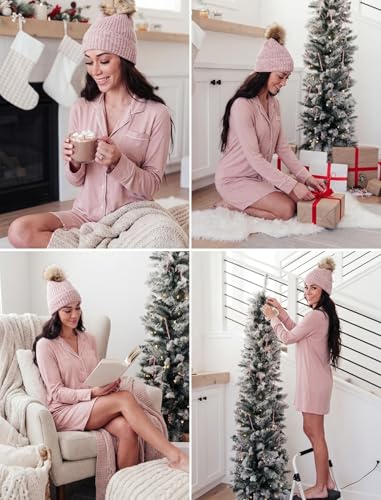 Image of Pjmlifecoco Nightgown for Women Button Down Sleepshirt Short /Long Sleeve Nightdress Soft Modal Sleepwear S-XXL
