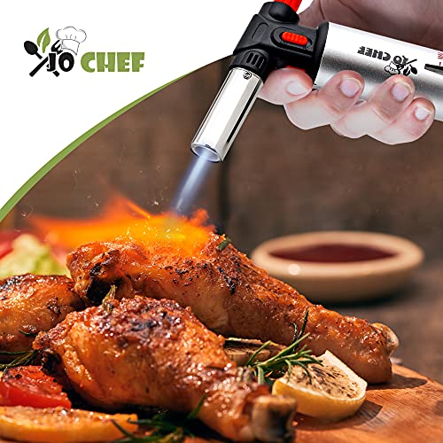 Kitchen-Torch-With-Butane-included-Refillable-Butane-Torch-With-Safety-Lock-Adjustable-Flame-Fuel-gauge-Culinary-Torch-Creme-Brulee-Torch-for-Cooking-Food-Baking-BBQ-2-Cans-Included