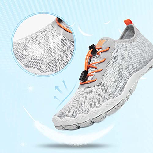 Hiitave Water Shoes For Men Quick-Dry Barefoots Swim Shoes For Beach Pool Surf Sports Hiking Diving Walking Lt Gray/Orange 11 M Us Men #TOP3