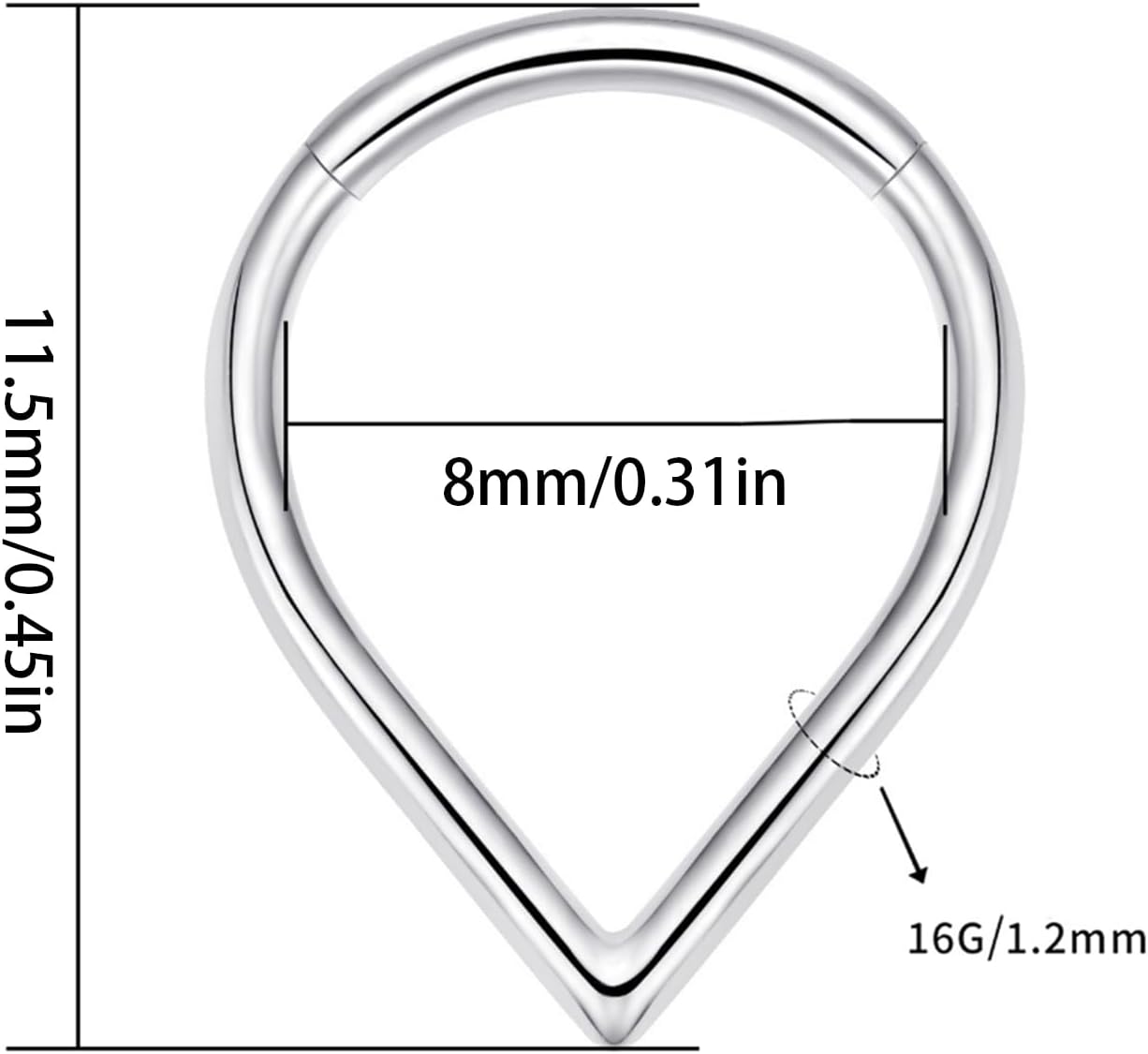Steel Teardrop Nose Piercing Jewelry Unisex Surgical Septum Rings Clip Stylish Tragus Hoop Accessory Teardrop Nose Hoop