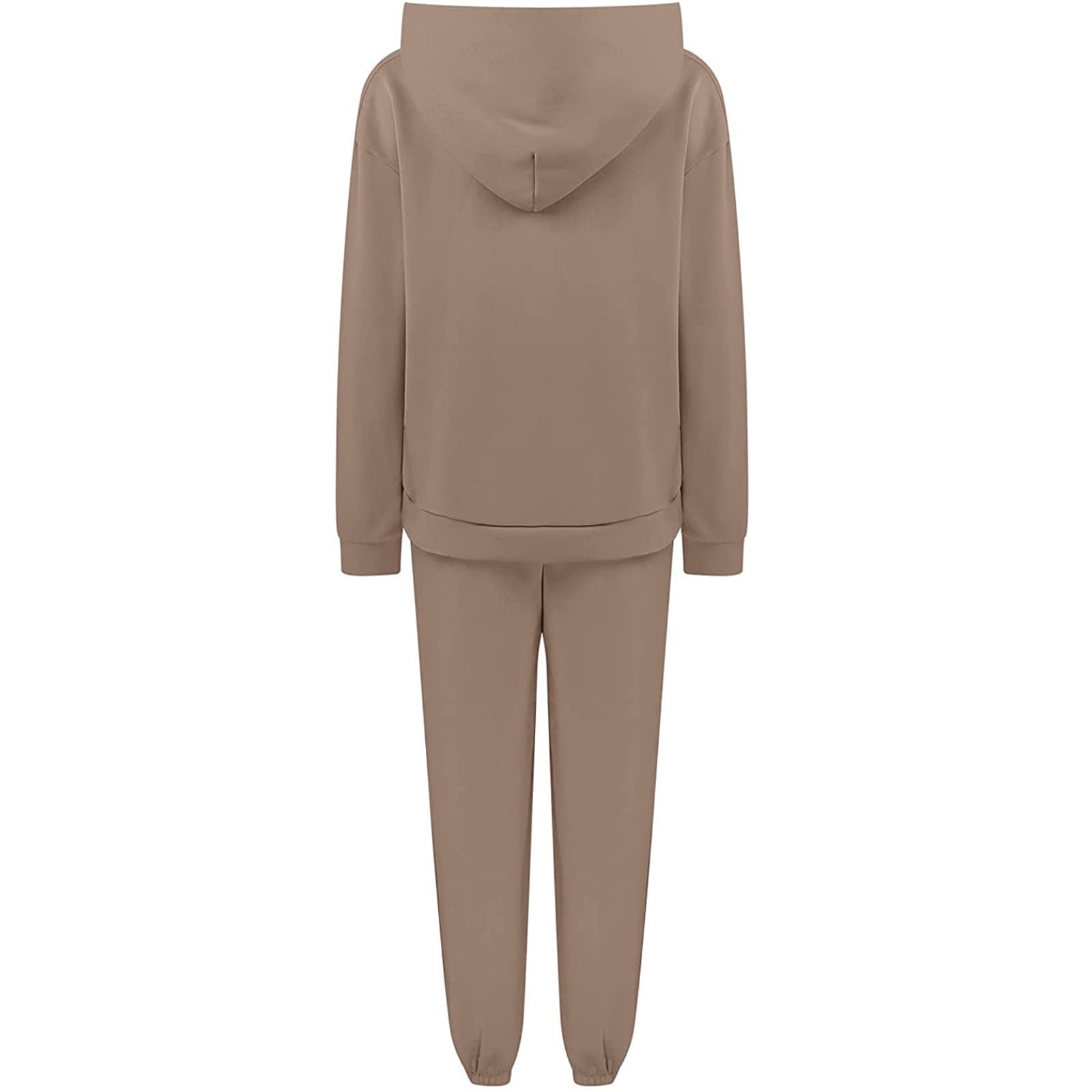Generisch Tuta da jogging da donna, elegante, a maniche lunghe, casual, con cappuccio e pantaloni da jogging, in 2 pezzi, tinta unita, calda, morbida, comoda, per sport all'aria aperta, per