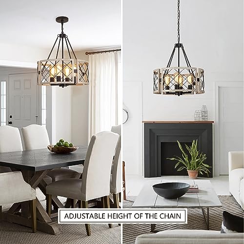 Santostock 016BW4 D19'' Farmhouse Chandelier, 4-Light Adjustable Dining Room Light Fixture Kitchen Island Lighting thumb #2