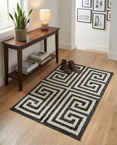 Tapete Rugs.com Hera Collection 2x3 Negro Media Pile miniatura 4