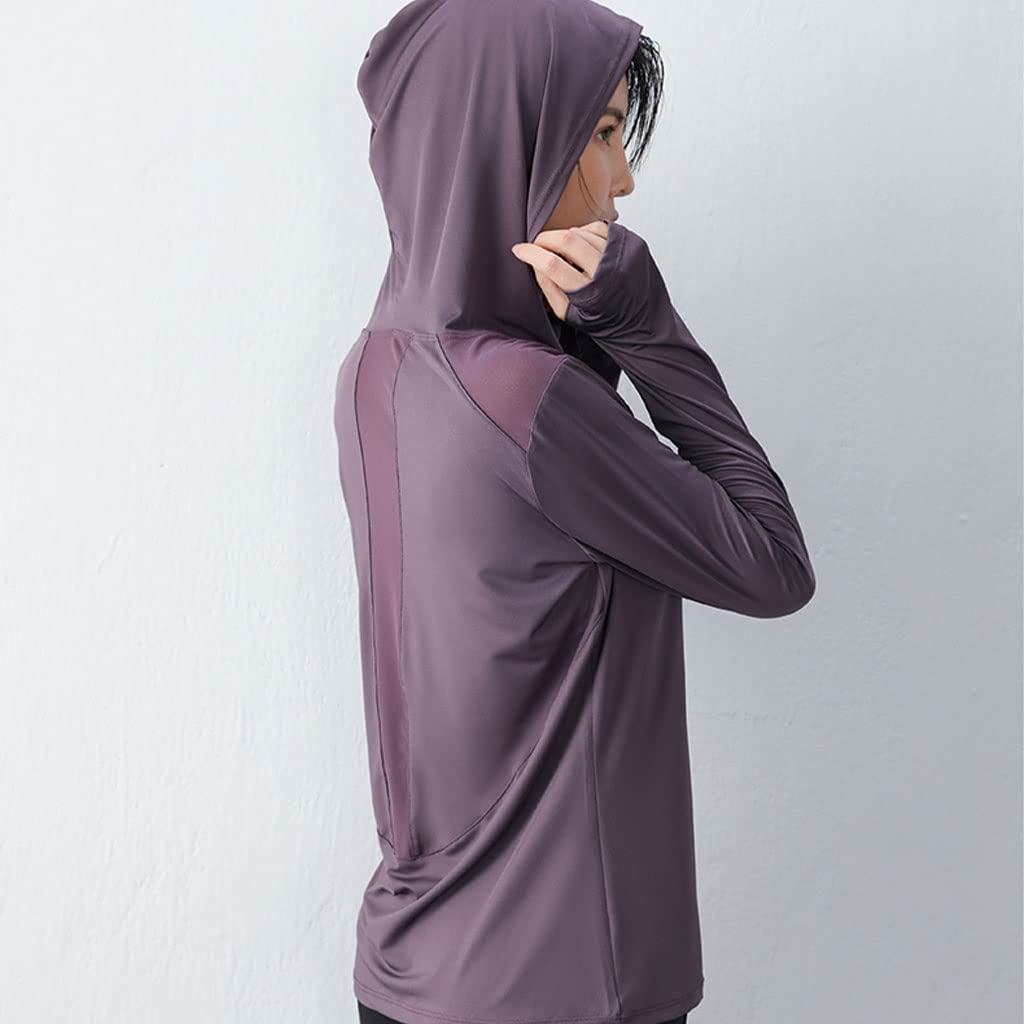 HSQMA Camicia Sportiva da Donna, Magliette da Allenamento A Maniche Lunghe, Magliette da Ginnastica Larghe, Magliette da Yoga con Foro for Il Pollice, Maglietta da Palestra Fitness