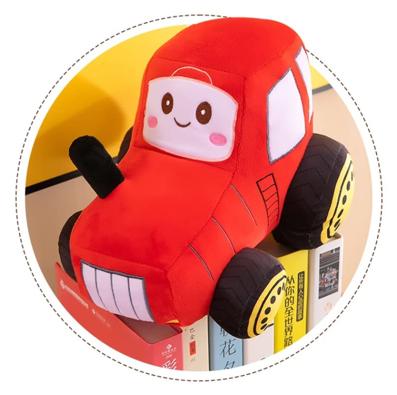 Image of Car Plush Toy Soft Stuffed Car Plush Pillow Toy CuteTractor Cartoon Throw Pillow Plushie Gifts for Kids Birthday Christmas Party (Tractor Red)