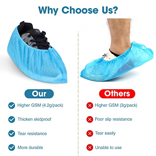 200 Pack Durable Non-slip Shoe Covers - Non Woven Disposable Booties Covers, Blue Foot Coverings Shoecover Boot Covers for Indoors Floors Construction Work Carpet House