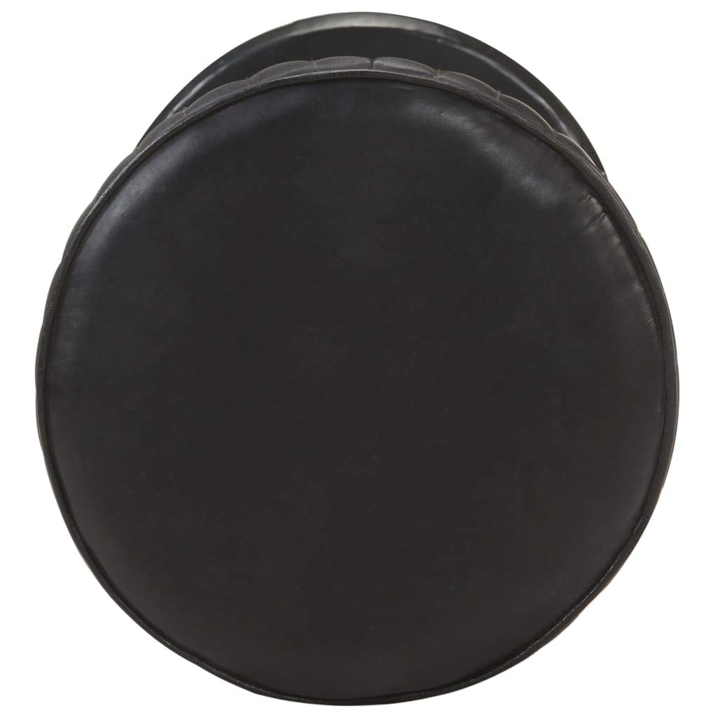 Tabouret de bar noir en cuir véritable et acier de style scandinave pour cuisine