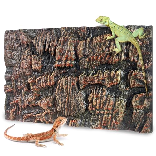 Image of 17.7x11.8in Rock Terrarium Background,3D Reptile Tank Background Board,Amphibian Stereo Backdrop Wall,Lizard Snake Gecko Spider Turtle Fish pet silo Background Decorative Panel(Brown)