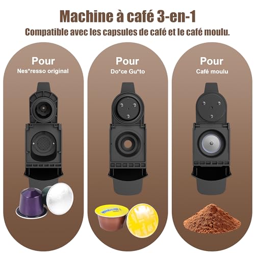 ST-551 Machine à café 3 en 1, pour Nespresso Original/pour Dolce Gusto et le café moulu, réservoir d'eau d'une capacité de 600 ml – Image 3