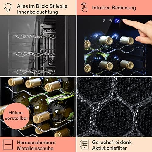 Bild 4 - Klarstein Weinkühlschrank, 1 Zonen Getränkekühlschrank Klein, Kleiner Weinschrank 53L, Wein-Kühlschrank Klein mit Glastür, Indoor/Outdoor Flaschenkühlschrank, Wine Fridge 5-18°C, 15 Flaschen