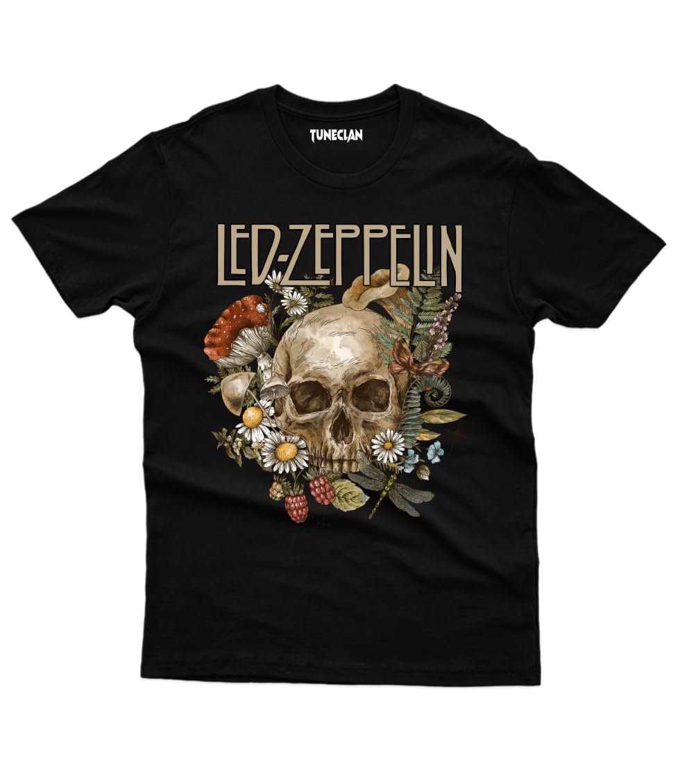TuneclanT-Shirt for Men Women Half Sleeve Regular Fit Round Neck Black |Pure-Cotton| Led Zeppelin