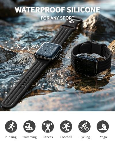 AMSKY 3D Wave Silicone Apple Watch Sport Band (38-49mm, Various Colors) - image 3