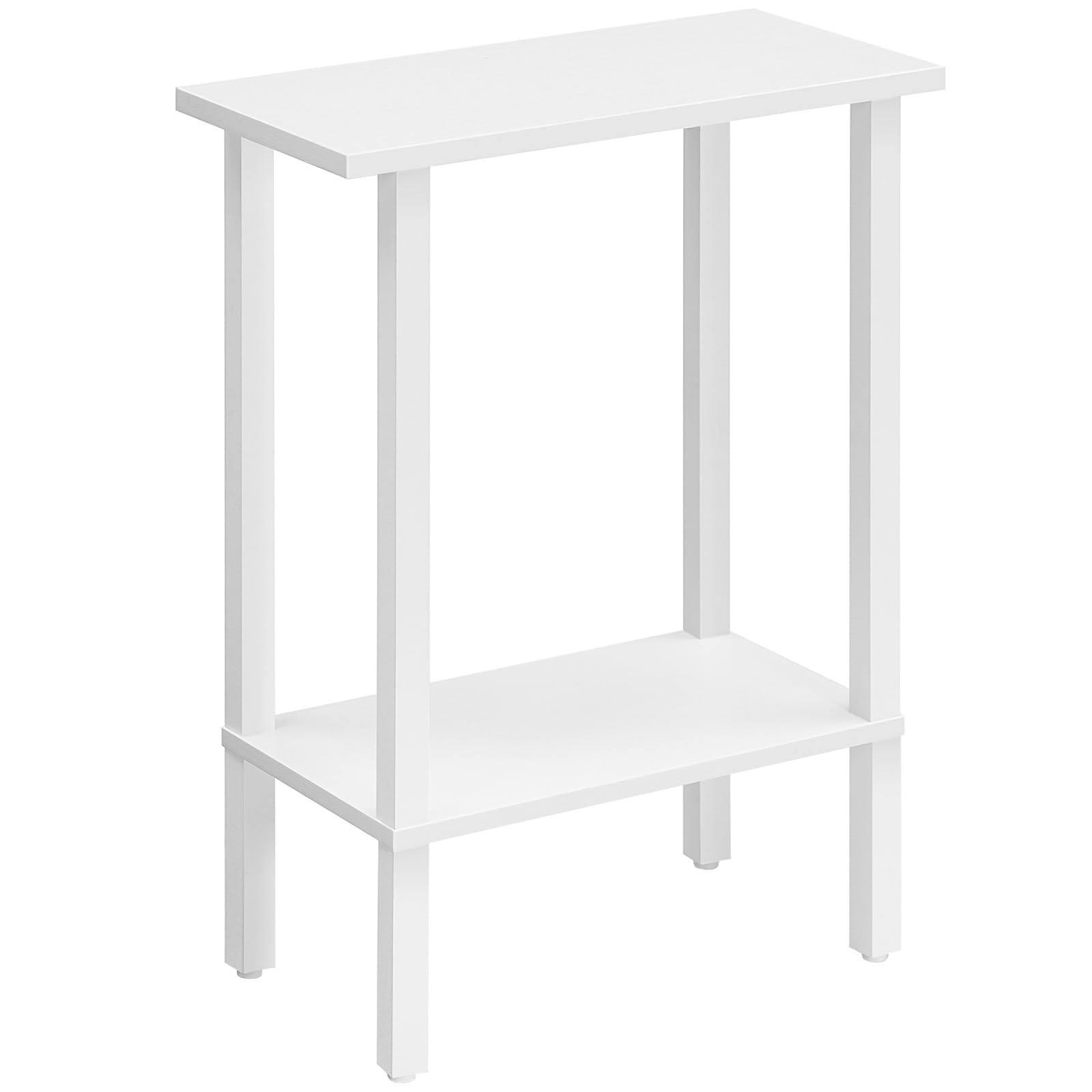 HOOBRO 2-stöckiger Beistelltisch, Couchtisch, schmaler Sofatisch, Nachttisch, für Snacks, kleine Räume, Wohnzimmer, Schlafzimmer und Arbeitszimmer, Weiß EWT240BZ01