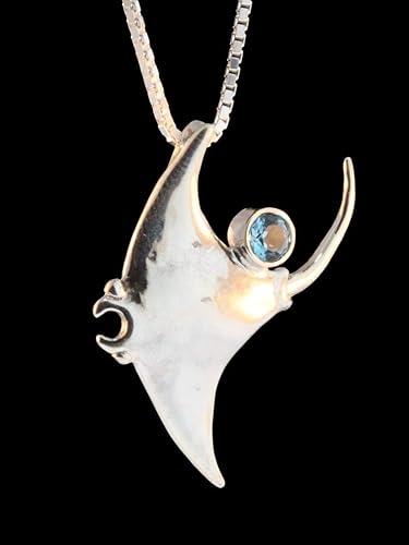 Miniatura 2 de Manta Ray Necklace with Gemstone Silver Stingray
