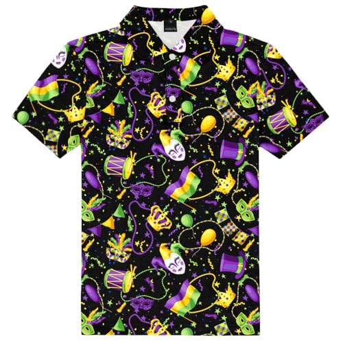 Image of AOBUTE Kids 4th of July Polo American Flag Short Sleeve Button Down Shirts Tops 3-14 Years
