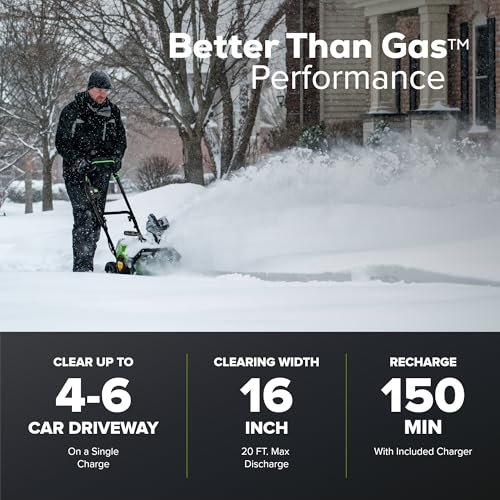 image for Greenworks 40V (75+ Compatible Tools) 16” Cordless Snow Blower, 5.0A